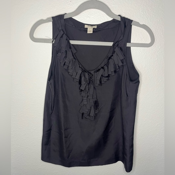 J.Crew 100% Silk Ruffle Front Sleeveless Blouse 👗💙 Size 0 - Picture 1 of 4